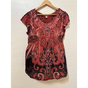 Y2K One World Womans Top Size 1X‎ 90s Western Boho Fairygrunge Whimsigoth Punk